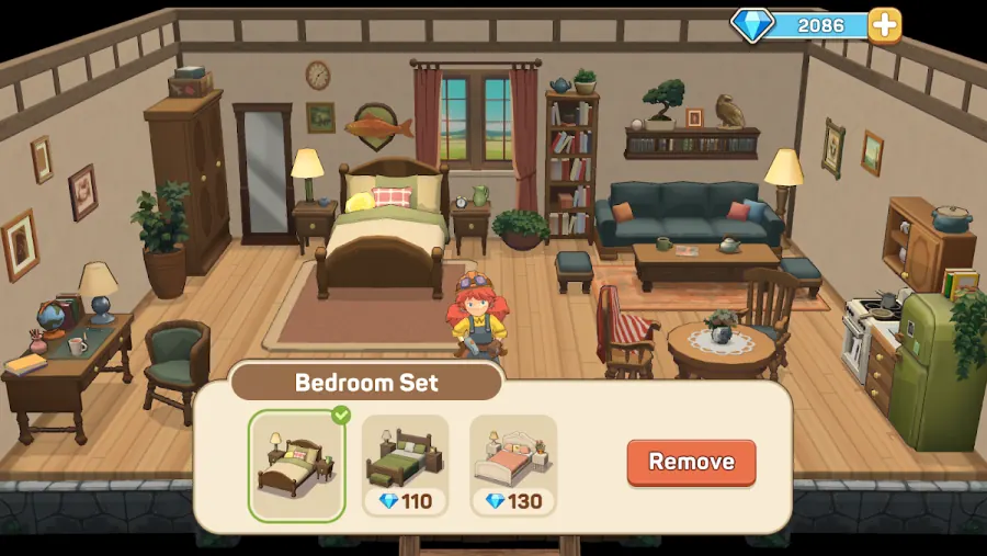 Cozy Islands screenshot: fishing off the dock in the evening light
